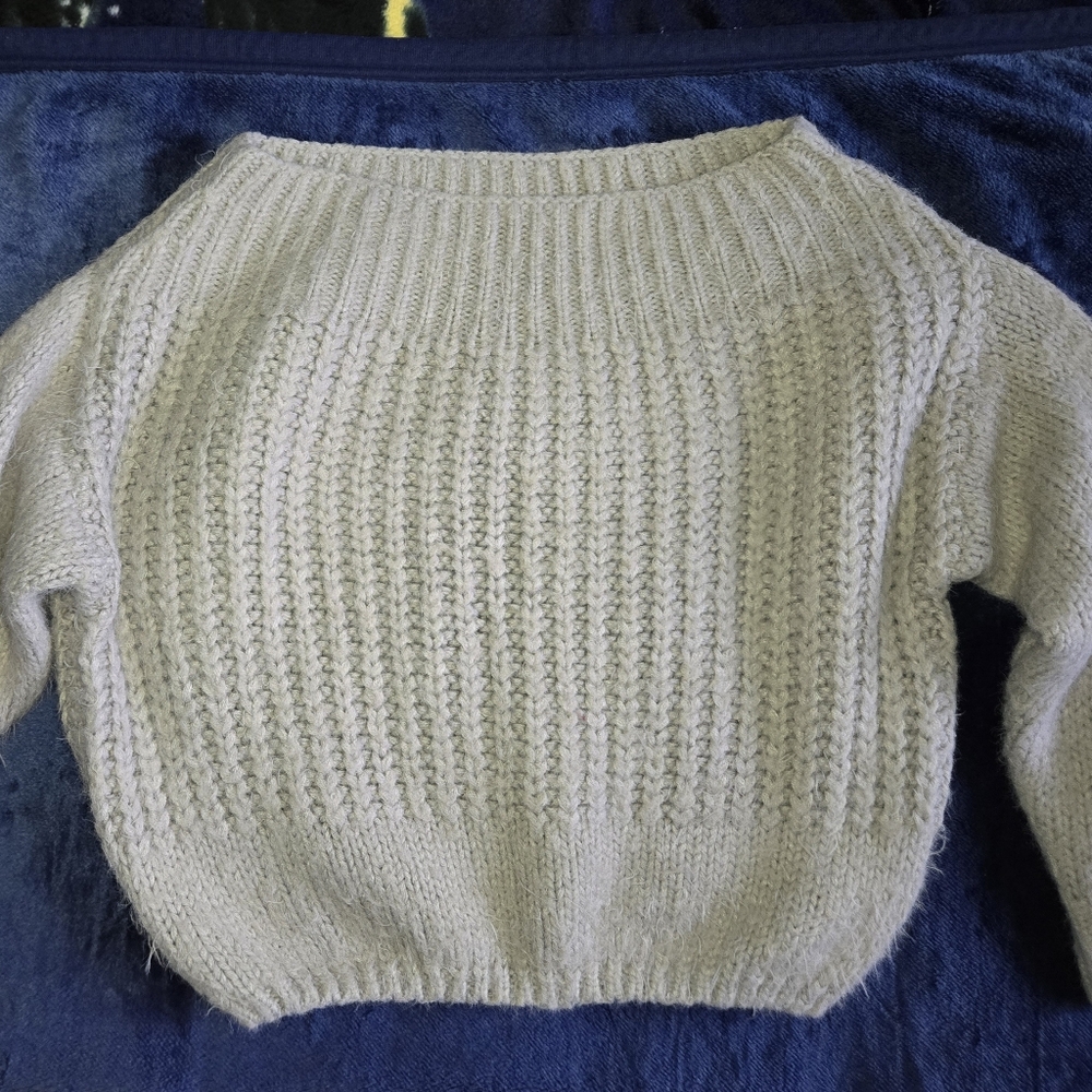 Dreamers - Gray Knit Off Shoulder Sweater - S/M